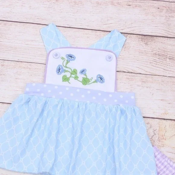 Boutique Girls Flower Tunic Dress & Ruffle Shorts Outfit - Picture 2 of 7